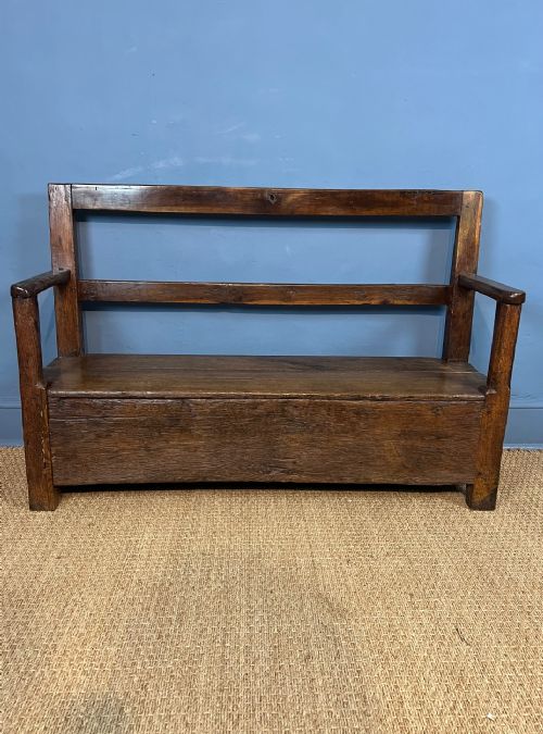 A Georgian Oak Bench Settle Circa 1800