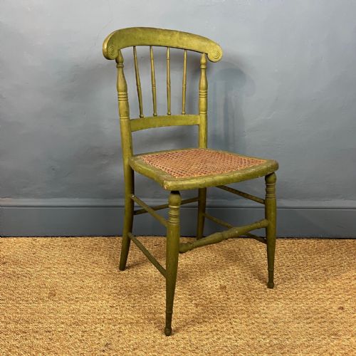 A Mid 19th Century Green Painted Caned Bedroom Chair