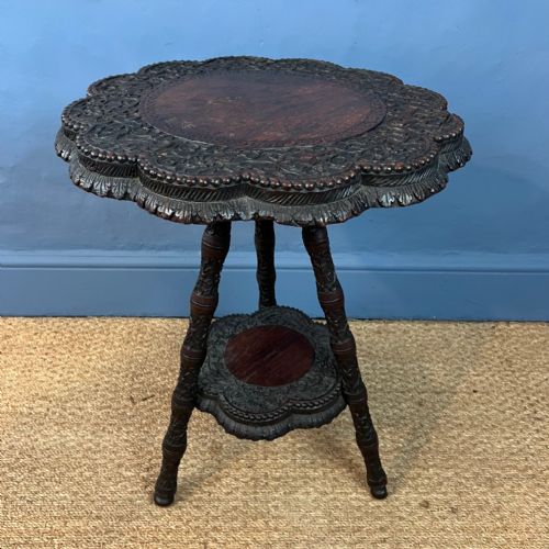 An Anglo-indian Carved Teak Occasional Table of Lobed Form, Circa 1890