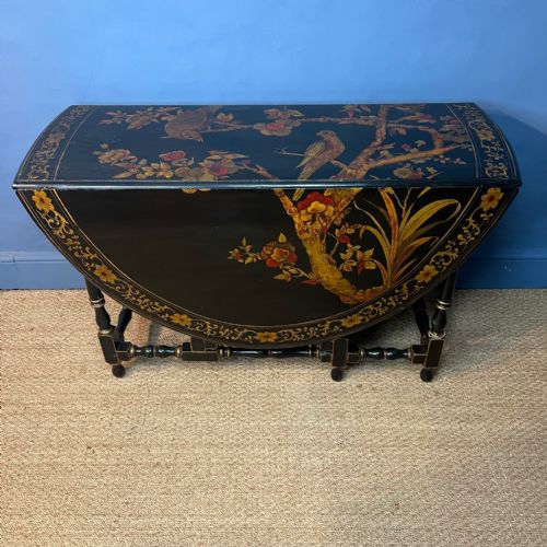 An Unusual Edwardian Chinoiserie Lacquer Drop-fap Gateleg Table Circa 1910