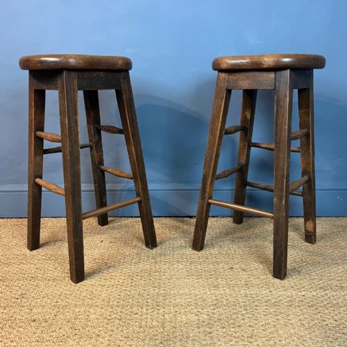 A Pair of Arts and Crafts Elm Bar Stool Circa 1920