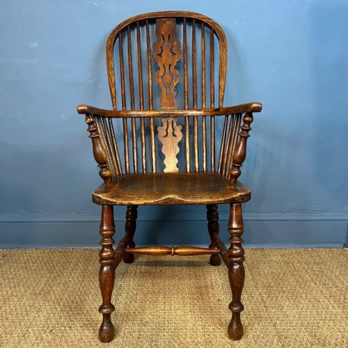 A Mid 19th Century High Back Ash and Elm Windsor Armchair
