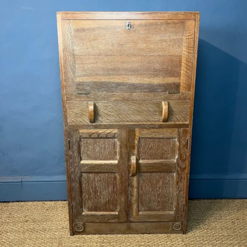 An Arts and Crafts Limed Oak Small Secretaire Desk Circa 1935