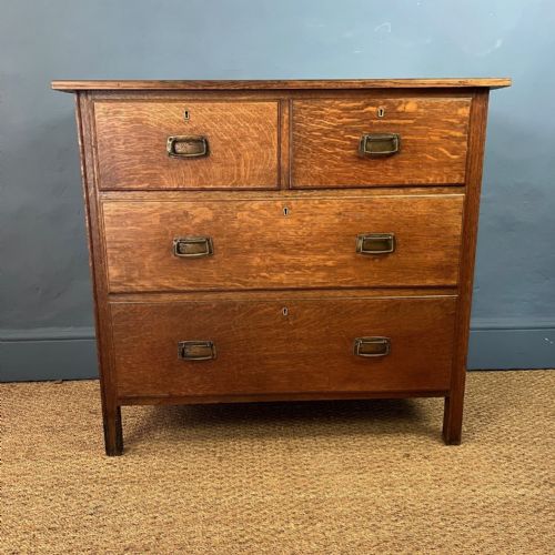 A Rare Small Heals Model 402 Oak Chest of Drawers Designed in 1904 by Ambrose Heal.