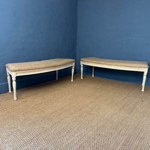 A Pair of Mid 19th English Painted Pine Alcove Widow Seats Circa 1850