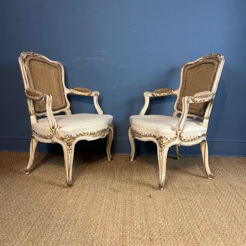 A Pair of Scottish White Painted and Parcel Gilt Armchairs Circa 1890