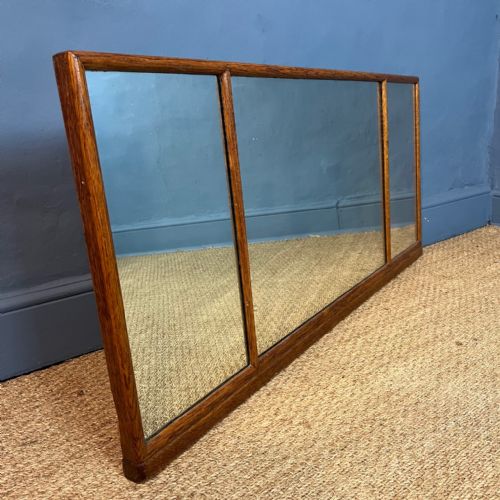An Unusual Victorian Oak Triple Plate Overmantel Mirror Circa 1890