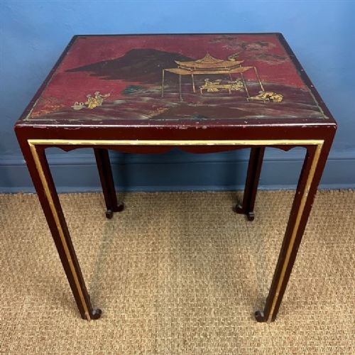 A Chinoiserie Red Lacquer Occasional Table Circa 1910