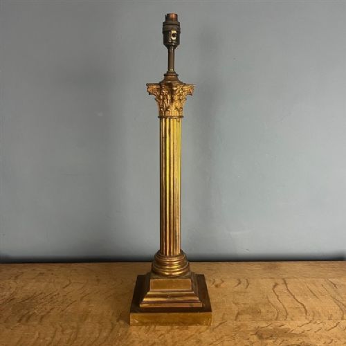 An Edwardian Gilt Brass Corinthian Column Standard Lamp Circa 1910