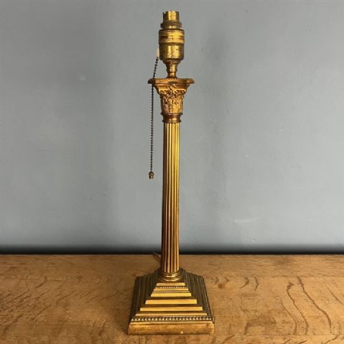 A  Edwardian Corinthian Column Brass Table Lamp Circa 1910