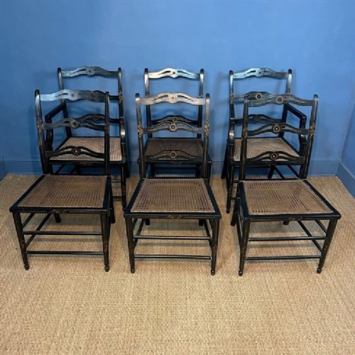 A Set of 6 19th Century Painted Chairs