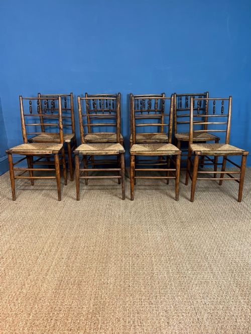 A Set of Eight 19th C East Anglian Beech and Ash Kitchen Chairs