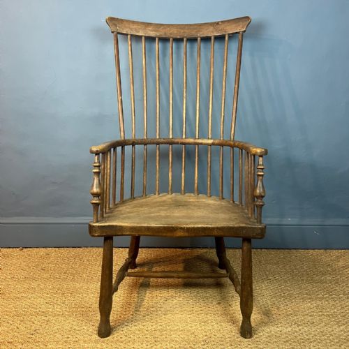 A Mid 19th Century Scottish Birchwood High Back Windsor Chair Circa 1870 by Hugh Shields Snr