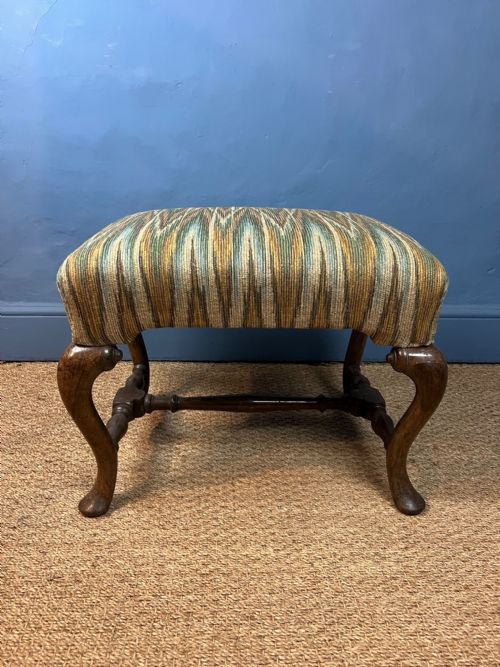 A Late 19th C Walnut Cabriole Leg Stool Circa 1900