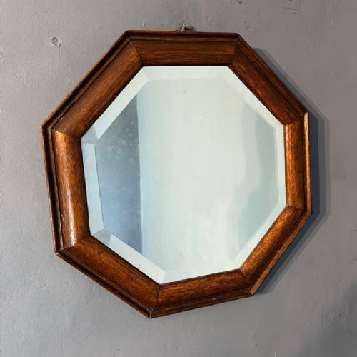 A Pair of Late Victorian Oak Octagonal Wall Mirrors Circa 1900