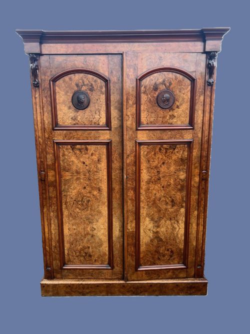 A MID 19TH CENTURY BURR WALNUT TWO DOOR COMPACTUM WARDROBE CIRCA 1870 - ADDITIONAL PHOTO 1