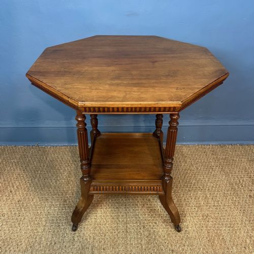 AN AESTHETIC MOVEMENT WALNUT OCTAGONAL TABLE CIRCA 1880 ATTRIBUTED TO JAMES SCHOOLBRED AND SONS - ADDITIONAL PHOTO 1