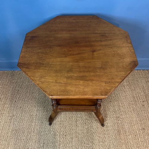 AN AESTHETIC MOVEMENT WALNUT OCTAGONAL TABLE CIRCA 1880 ATTRIBUTED TO JAMES SCHOOLBRED AND SONS - ADDITIONAL PHOTO 2