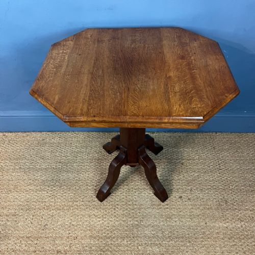 AN ARTS AND CRAFTS GOTHIC OAK OCTAGONAL TRIPOD TABLE CIRCA 1890 - ADDITIONAL PHOTO 1