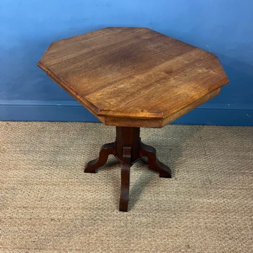 AN ARTS AND CRAFTS GOTHIC OAK OCTAGONAL TRIPOD TABLE CIRCA 1890 - ADDITIONAL PHOTO 3