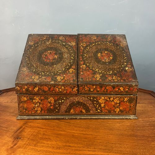 A Late 19th Century Kashmiri Lacquer and Painted  Stationery Box Circa 1890
