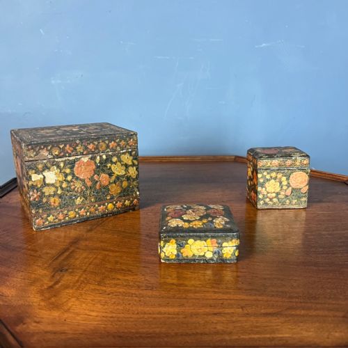 A Group of 3 Late 19th Century Gilt Kashmiri Lacquer and Gilt Boxes Circa 1890.