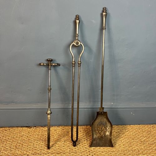 A Set of 3 Georgian Steel Fire Irons Circa 1820