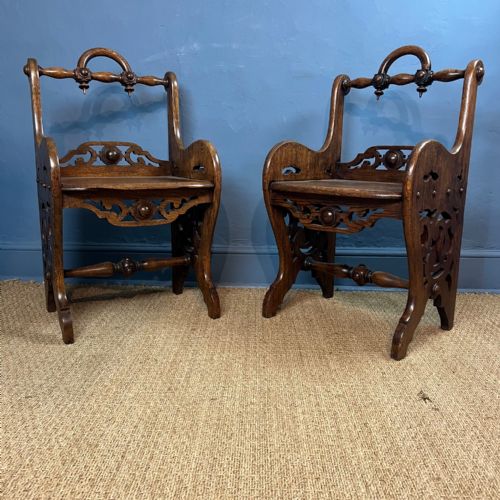 AN UNUSUAL PAIR OF MID 19TH C HALL CHAIRS CIRCA 1840 - ADDITIONAL PHOTO 1