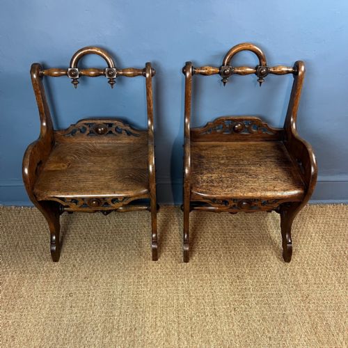 AN UNUSUAL PAIR OF MID 19TH C HALL CHAIRS CIRCA 1840 - ADDITIONAL PHOTO 3