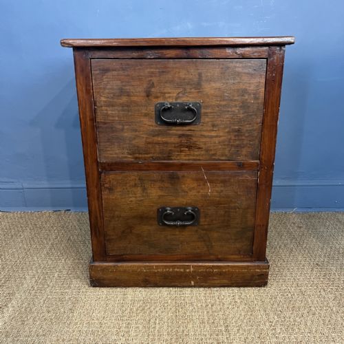 AN ANGLO INDIAN TEAK TWO DRAWER FILING CABINET CIRCA 1910 - ADDITIONAL PHOTO 1