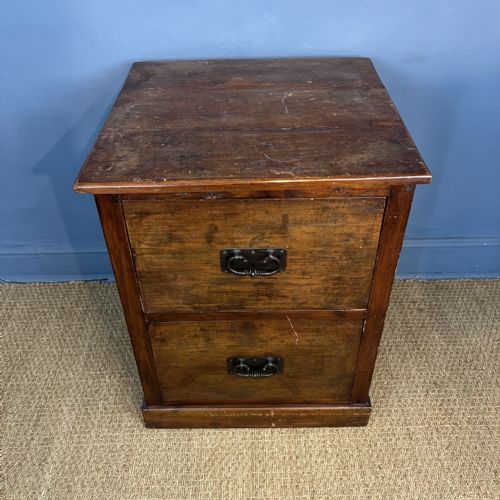 AN ANGLO INDIAN TEAK TWO DRAWER FILING CABINET CIRCA 1910 - ADDITIONAL PHOTO 2