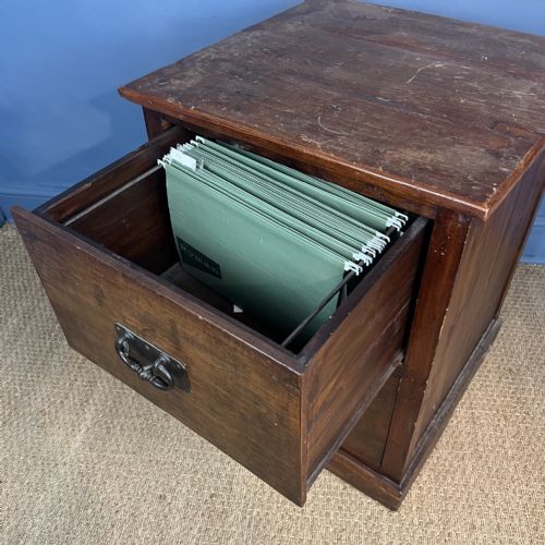 AN ANGLO INDIAN TEAK TWO DRAWER FILING CABINET CIRCA 1910 - ADDITIONAL PHOTO 4