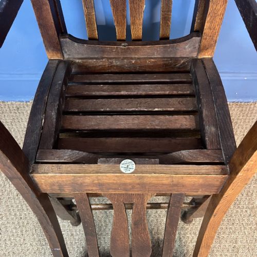 AN UNUSUAL SET OF 4 AESTHETIC MOVEMENT OAK CHAIRS BY JAS SHOOLBRED LTD CIRCA 1890 - ADDITIONAL PHOTO 4