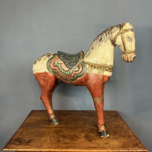 A LATE 19TH C RAJASTANI PAINTED HORSE CIRCA 1900