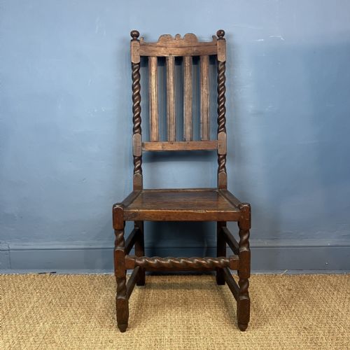A CHARLES 11 OAK SIDE CHAIR CIRCA 1680