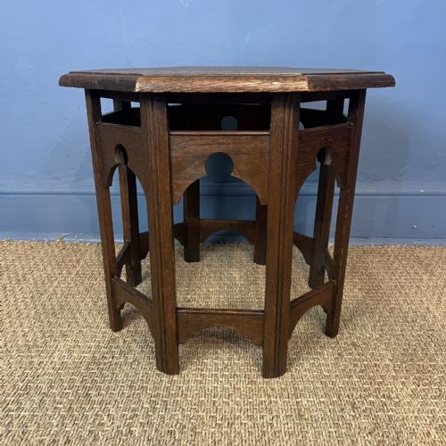 A GLASGOW SCHOOL OAK HEXAGONAL TABLE CIRCA 1910