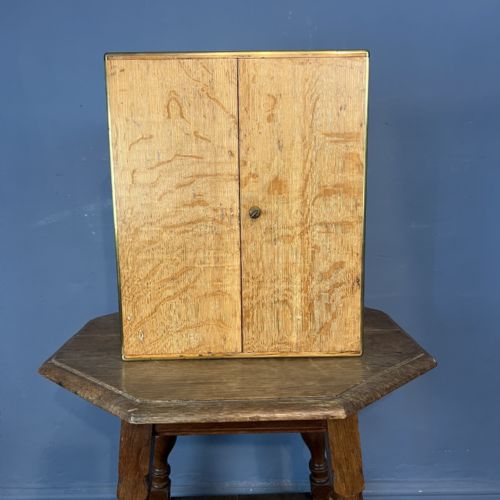 A Mid 19th Century Oak and Brass Banded Collectors Cabinet Circa 1860