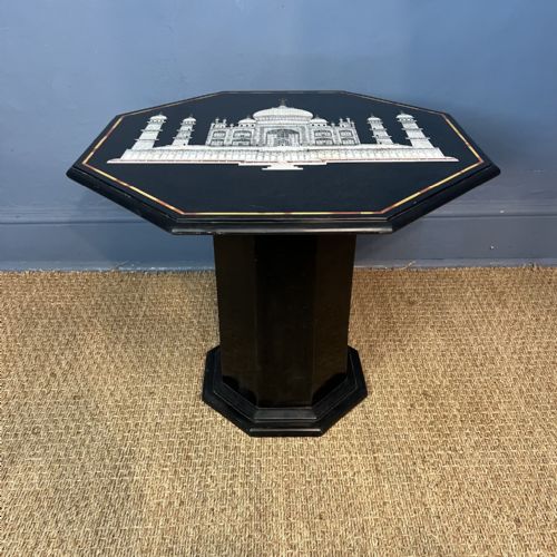 AN INDIAN BLACK MARBLE AND INLAID TAJ MAHAL TABLE CIRCA 1930