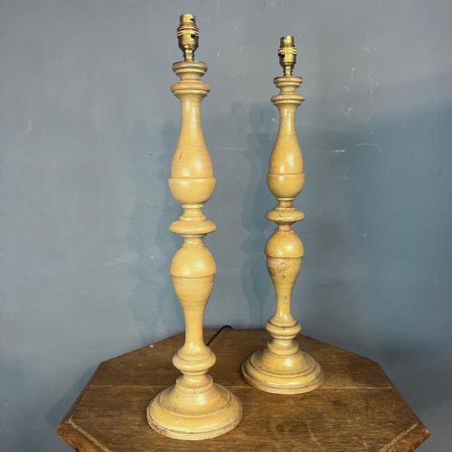 A Large Pair of Edwardian Cream Painted Lamps Circa 1910