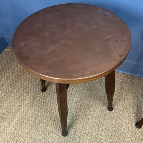 A MATCHED PAIR OF LATE 19TH CENTURY COPPER TOP OAK TABLES ATTRIBUTED TO LIBERTY AND CO CIRCA 1900 - ADDITIONAL PHOTO 2