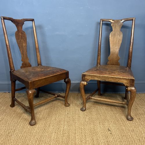 A Pair of George 1 Walnut Side Chairs Circa 1720