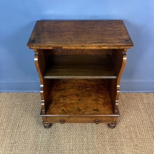 A 19TH C BURR WALNUT LOW OPEN BOOKCASE OR BEDSIDE CABINET - ADDITIONAL PHOTO 2