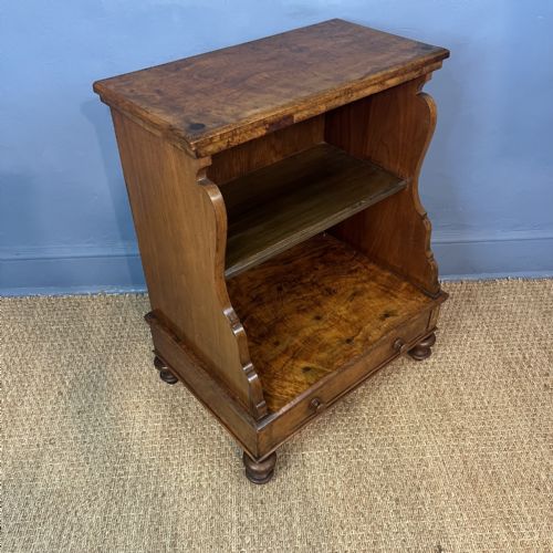 A 19TH C BURR WALNUT LOW OPEN BOOKCASE OR BEDSIDE CABINET - ADDITIONAL PHOTO 3
