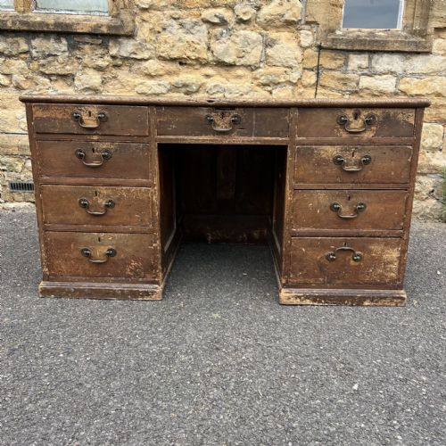 A 19TH C PINE AND OAK ESTATE DESK CIRCA 1880