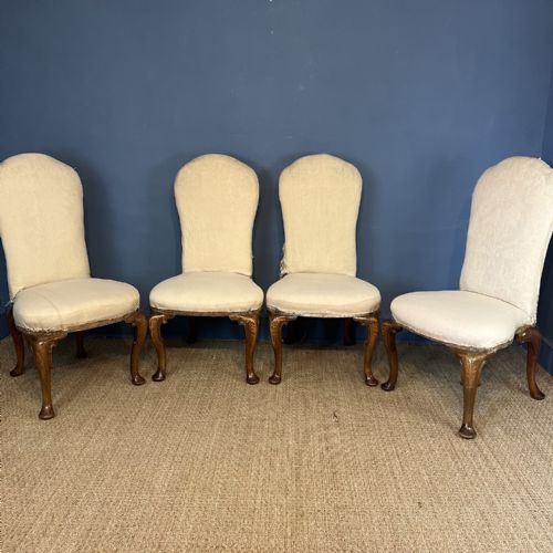 A SET OF 4 GEORGE 1 STYLE WALNUT SIDE CHAIRS CIRCA 1890