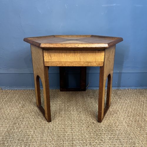 AN ENGLISH ART DECO BURR MAPLE HEXAGONAL TABLE CIRCA 1930 - ADDITIONAL PHOTO 1