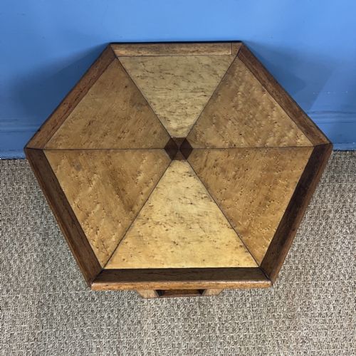 AN ENGLISH ART DECO BURR MAPLE HEXAGONAL TABLE CIRCA 1930 - ADDITIONAL PHOTO 2
