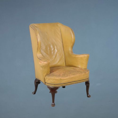 A Late 19th C Leather Wing Armchair Circa 1900