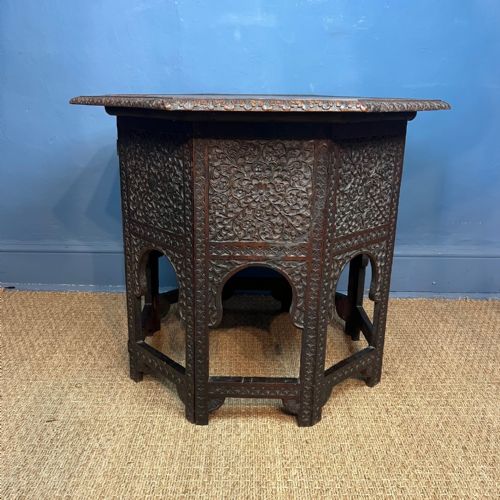 A Large Bombay Presidency Carved Octagonal Table C 1880 .