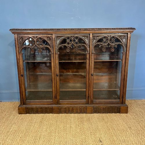 A Mid 19th C Gothic Oak Side Cabinet Circa 1860